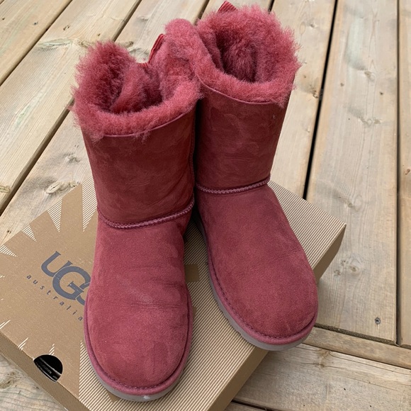 🎉💖HP🥰💕Super warm & beautiful UGG boots, light burgundy Corduroy Bailey bows - Picture 17 of 17